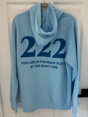 Yours Truly Phora NWOT 222 Angel Numbers Sweatshirt Hoodie Baby Blue